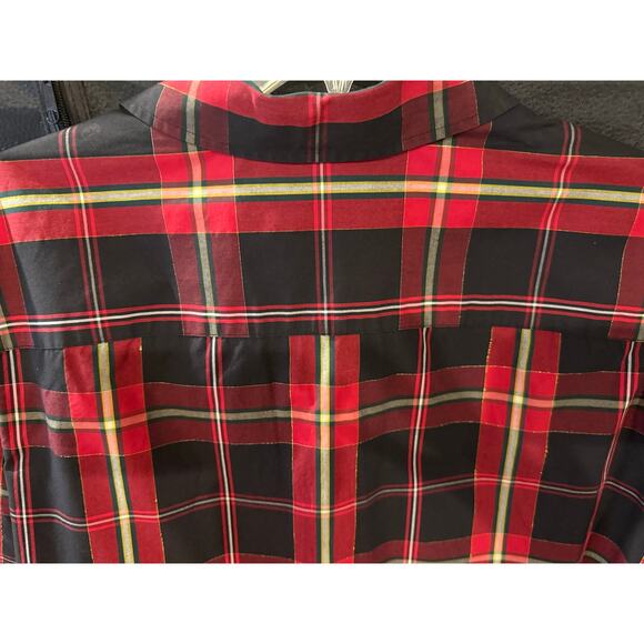 Foxcroft Wrinkle Free Size 22W Shaped Gingham plaid button up Women's Shirt Gold - Picture 9 of 15